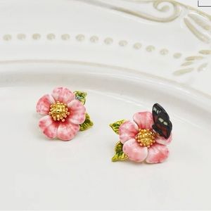 Les Nereides butterfly 🦋 Flower 🌺 Enamel Earrings
